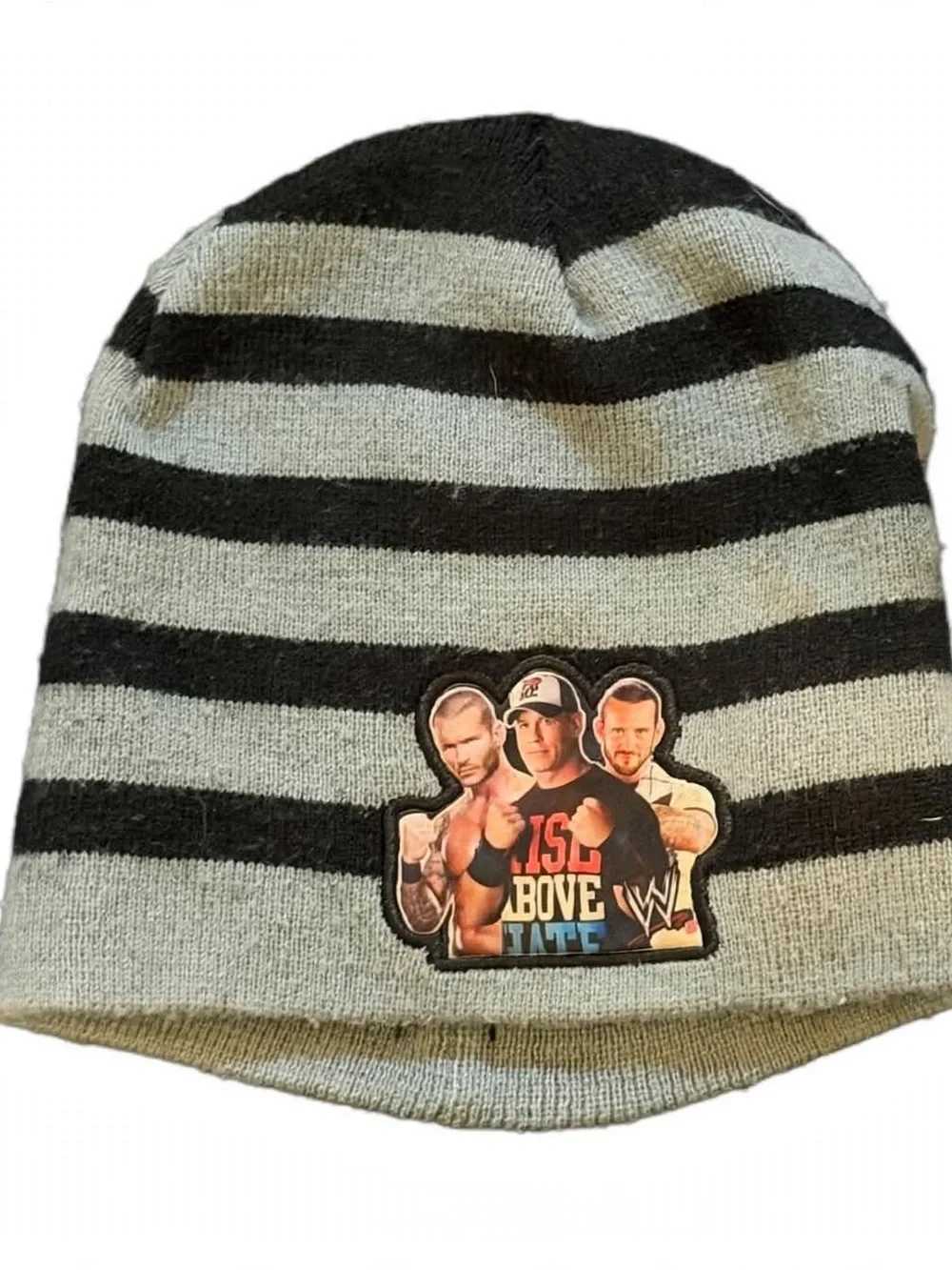 WWE Rise Above Hate Youth OSFM Black Gray Striped Knit Beanie